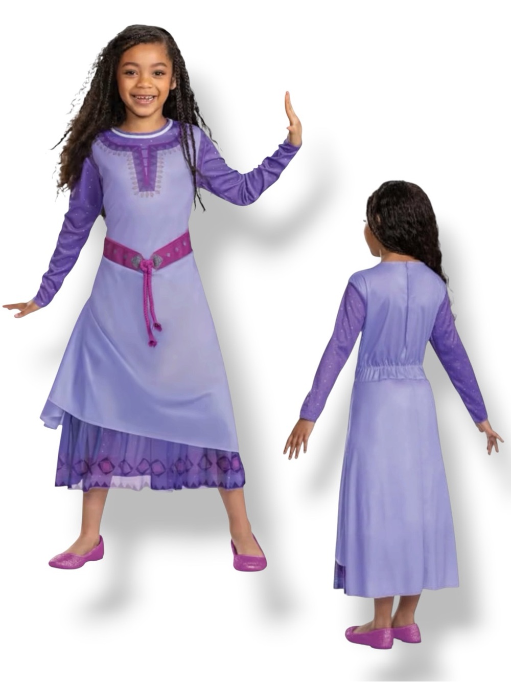 Disney Wish Asha Adventure Dress Up Costume Purple Girls Small 4-6X NEW - Picture 1 of 15